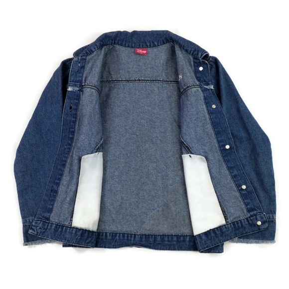 Disney Princess Stonewashed Denim Jacket Girls Size 10 Cinderella Frayed - Picture 3 of 7
